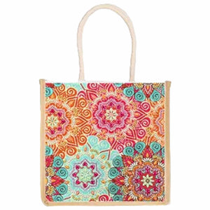 Rope Tote Bag - Mandala Collage