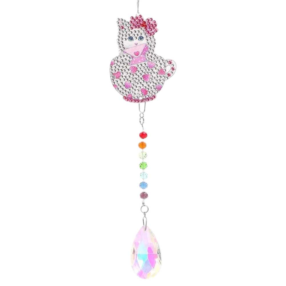 Suncatcher - Pink Heart Kitten