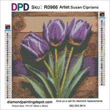 Load image into Gallery viewer, Purple Tulip Trio - Round Drill AB
