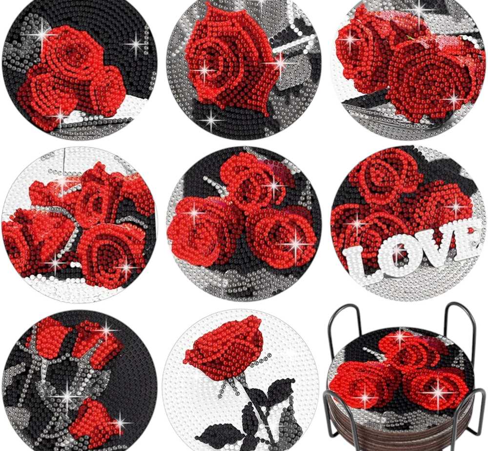 Coaster Set - Red Roses