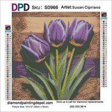 Load image into Gallery viewer, Purple Tulip Trio - Square Drill AB
