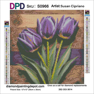 Purple Tulip Trio - Square Drill AB