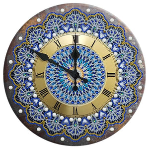 Tin Clock - Blue and Gold Abstract