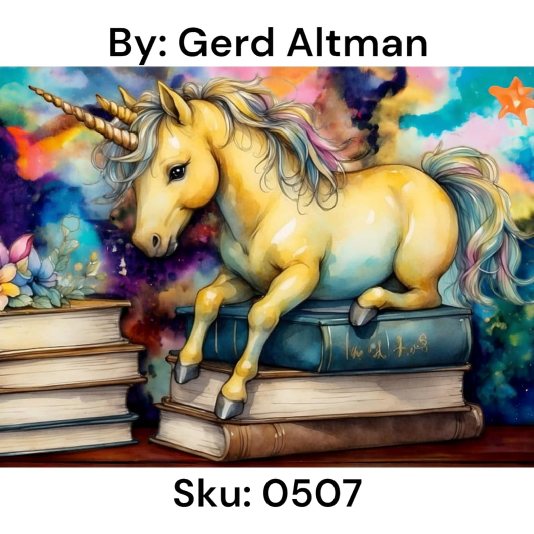 Unicorn Resting on Books - Square Drill AB