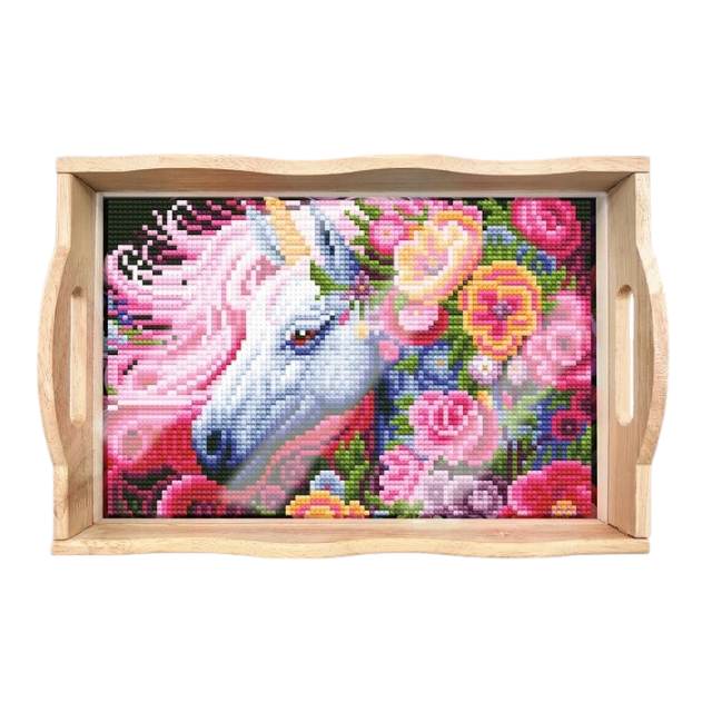 Wood Serving Tray - Unicorn and Flowers