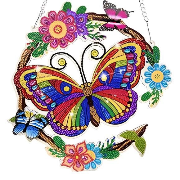 Wood Wall Hanging - Colorful Butterfly