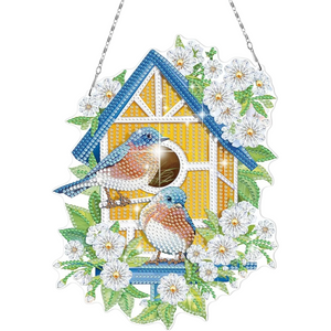 Acrylic Wall Hanging - Yellow Birdhouse Doublesided