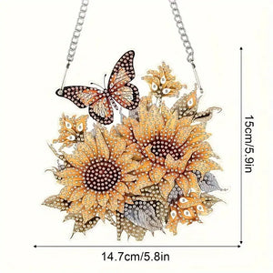 Acrylic Wall Hanging - Sunflowers and Butterfly