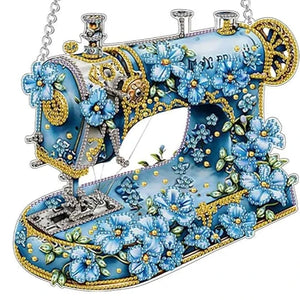 Acrylic Wall Hanging - Blue Sewing Machine